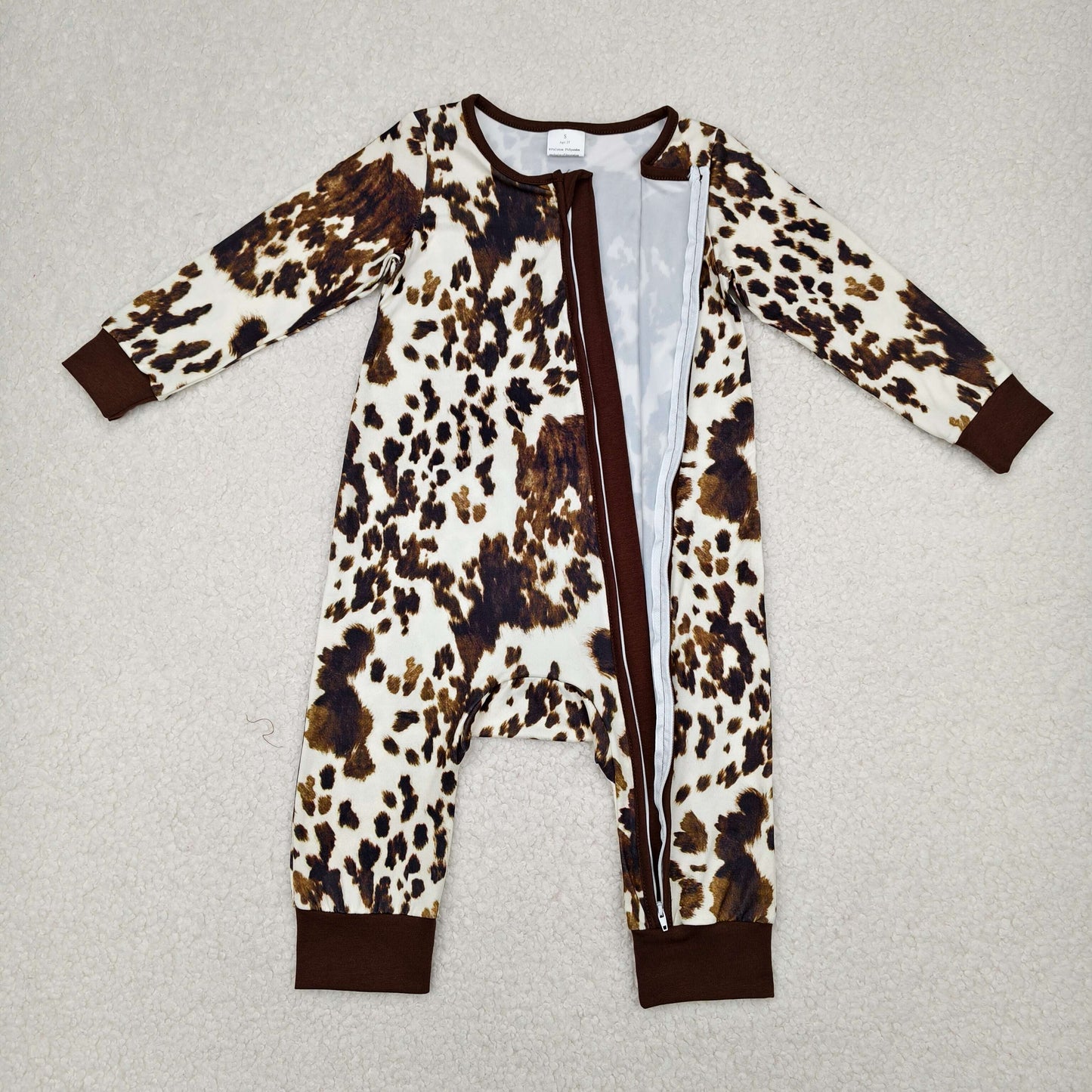 RTS NO MOQ(In Stock) LR2189 Ink pattern zipper long-sleeved jumpsuit