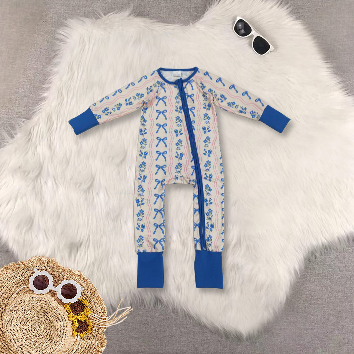 RTS NO MOQ Sibling Baby girl clothes bow long-sleeved trousers suit & romper