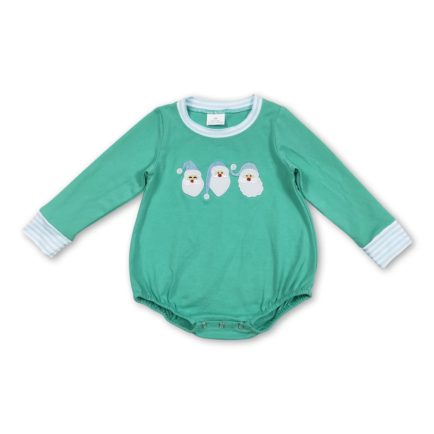 RTS NO MOQ Sibling milk silk Baby Boys Girls Christmas Long Sleeve Santa Print Rompers