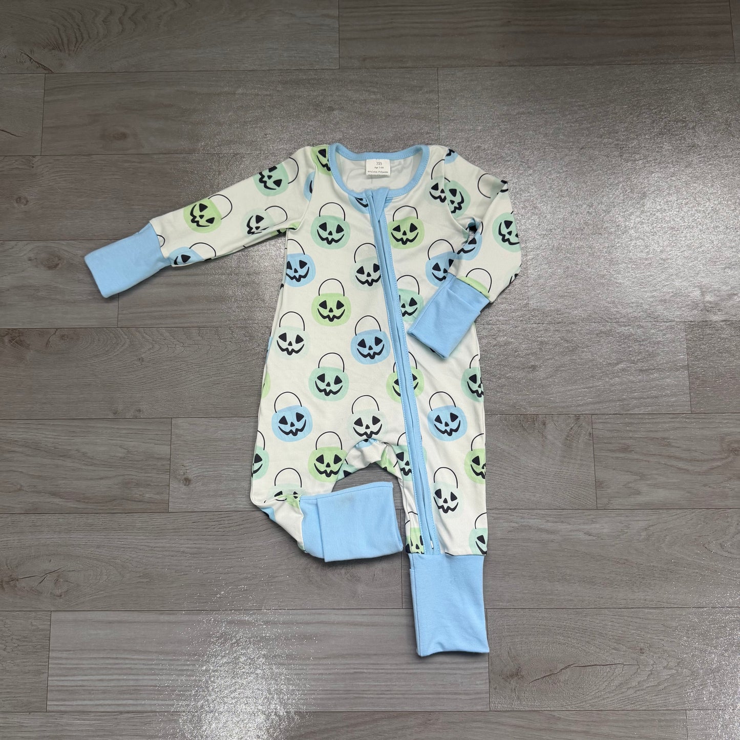 (Sample) No moq milk silk LR2534 Baby Boys Halloween Print Two Way Zip Convertible Footed Rompers