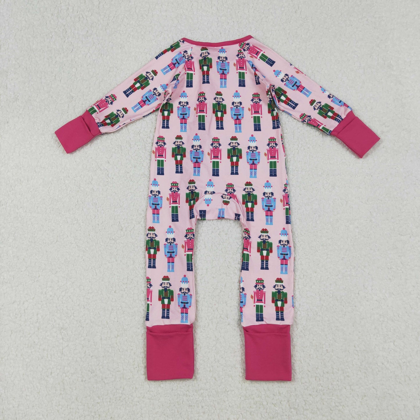 RTS NO MOQ(In Stock) LR2598 Christmas Nutcracker Pink Zippered Long-Sleeved Bodysuit
