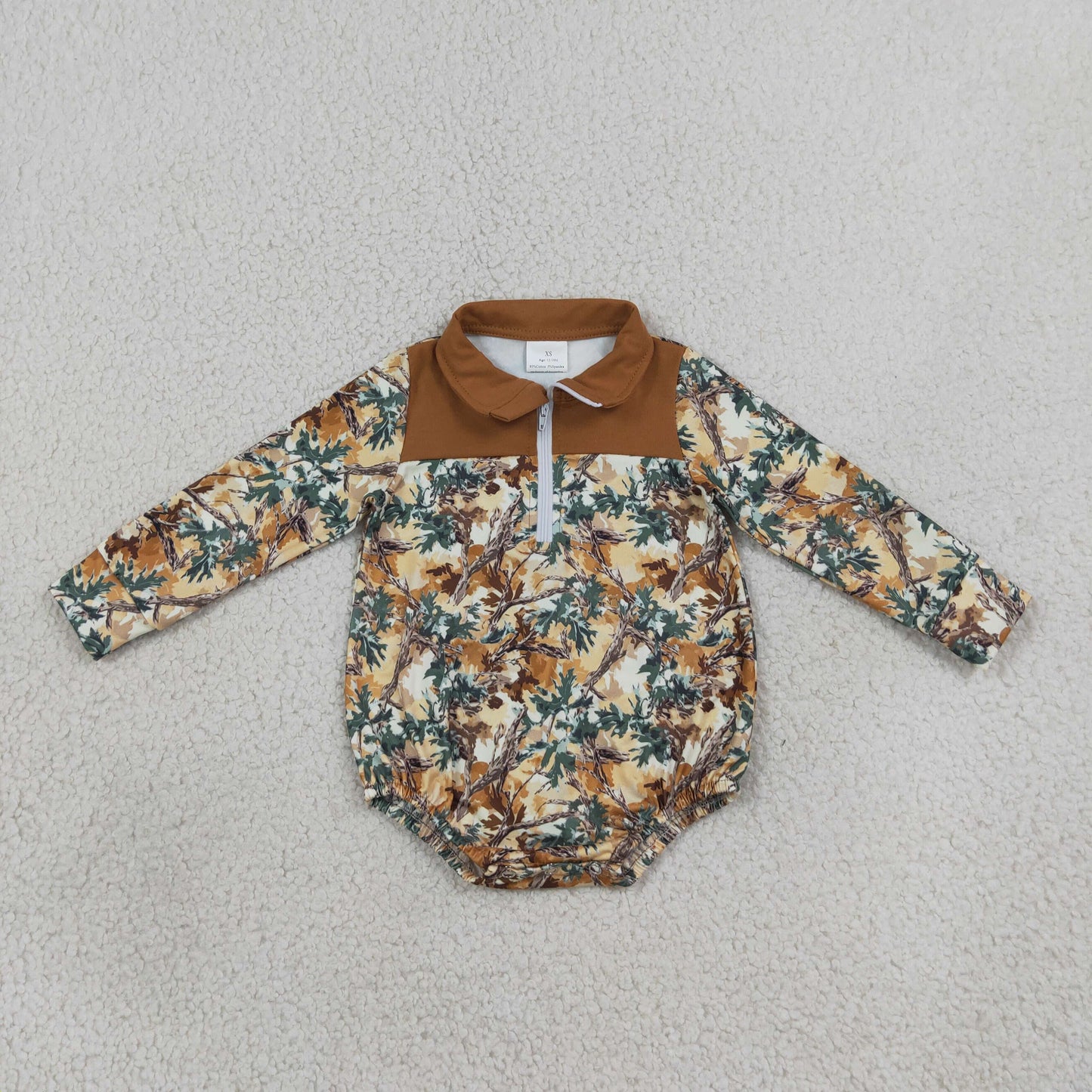RTS NO MOQ Sibling milk silk Baby Boys Long Sleeve Camo Print Zip Pullover Pockets Jogger Hunting Clothes Sets Zipper Rompers