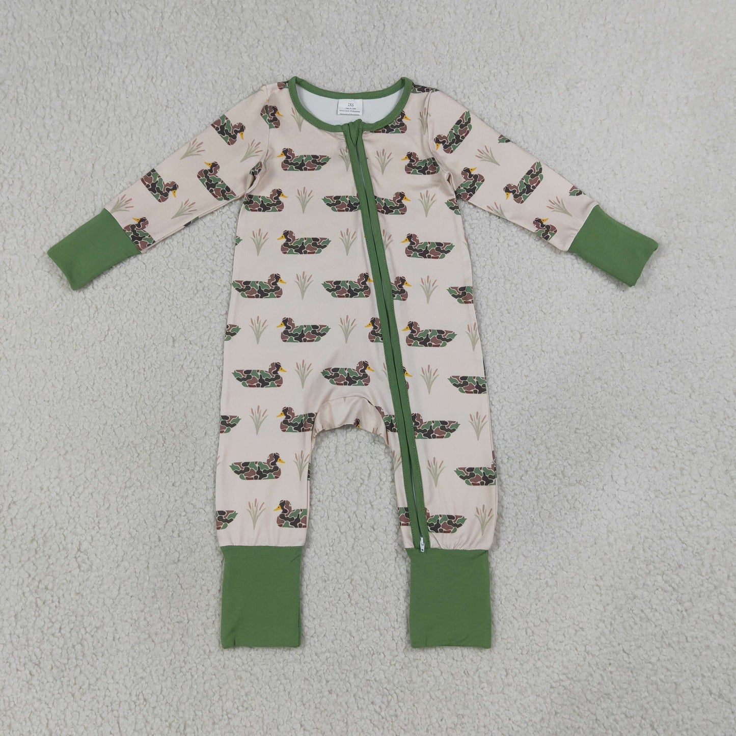 RTS NO MOQ Sibling milk silk Baby Boys Camo Duck Plaid Print Long Sleeve Top Pant Pajama Set Rompers