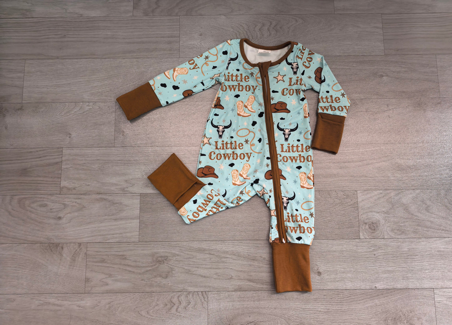 (Sample) No moq milk silk LR3124 Baby Girls Little Cowboys Boots Western Two Way Zip Convertible Rompers