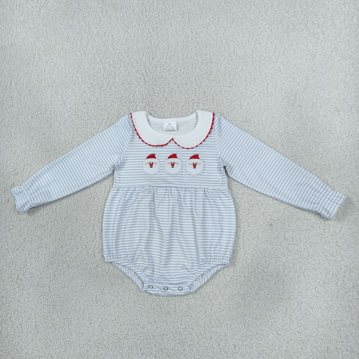 RTS NO MOQ Sibling milk silk Embroidered Baby Girls Christmas Santa Embroidery Stripe Dress And Baby Romper Set
