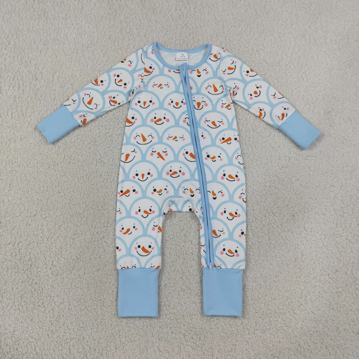 RTS NO MOQ Sibling milk silk Baby Boys Snowman Print Long Sleeve Pajama Set And Baby Front Zip Snowman Rompers