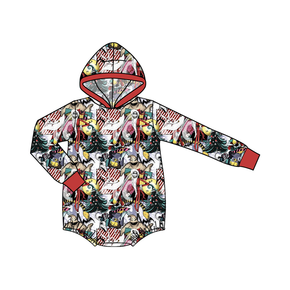 (Preorder new) No moq Baby Boys Ghost Print Zip Pullover Pocket Top Matching Jogger Set Rompers