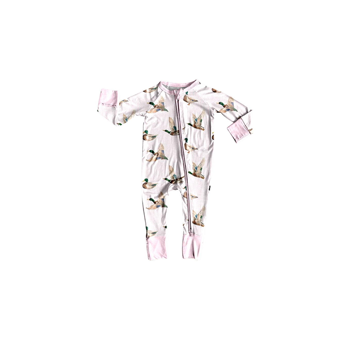 (Preorder new) No moq Kids Mallard Duck Print long sleeve romper Pajama Set dress