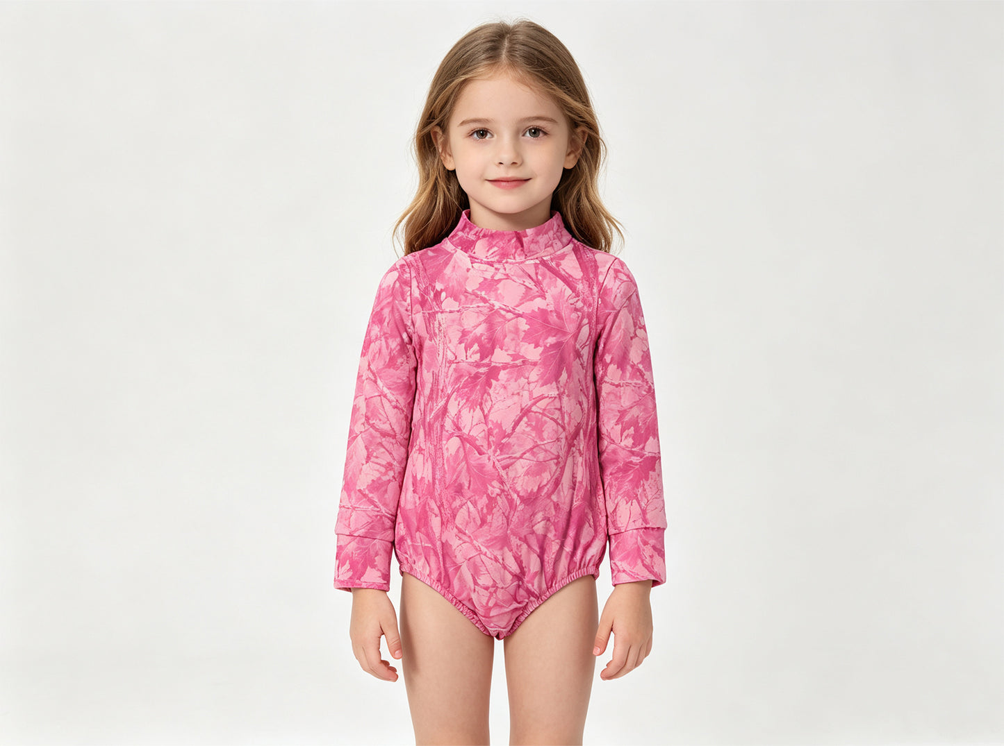 (Sample) No moq milk silk LR3224 Baby Girls Pink Leavers Camo Long Sleeve Rompers