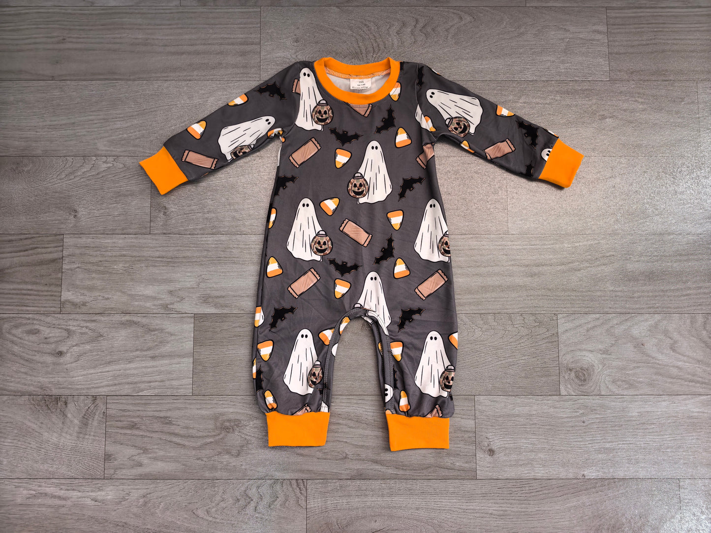 (Sample) No moq milk silk LR3241 Baby Boys Ghosts Pumpkins Halloween Long Sleeve Cute Fall Romper