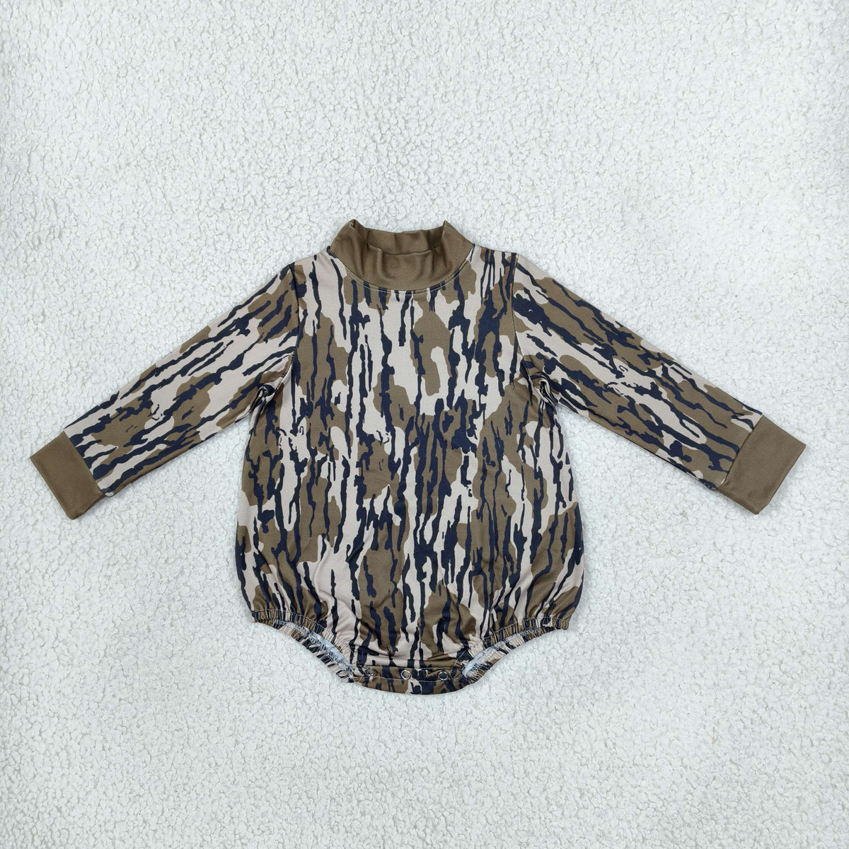 NEW RTS NO MOQ milk silk LR3259 High Neck Baby Boys Long Sleeve Camo Casual Rompers