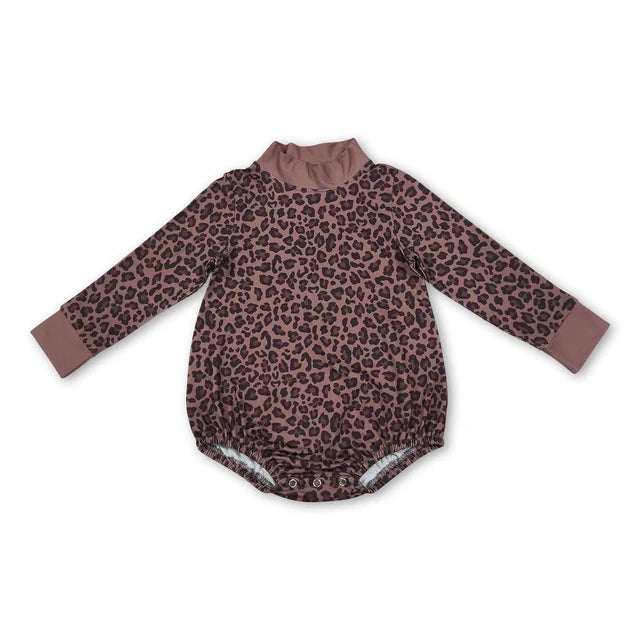 RTS NO MOQ Sibling milk silk High Neck Baby Boys Camo Print Long Sleeve Bubble Romper