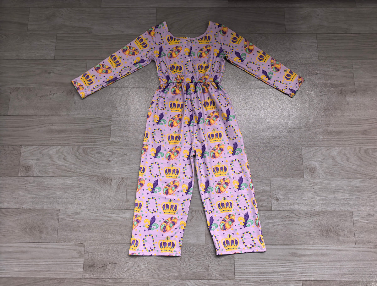 (Sample) No moq milk silk LR3339 Baby Girls Purple Long Sleeve Pockets Jumpsuits
