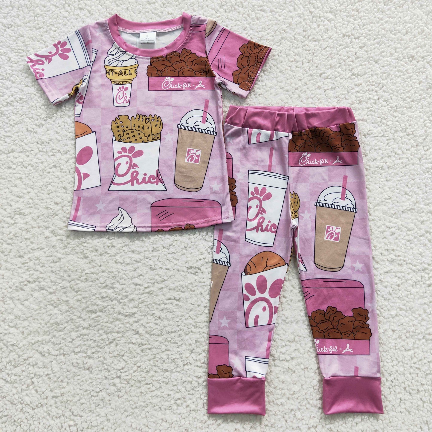 RTS NO MOQ(In Stock ) GSPO0696 chick-A pink short-sleeve pant suit