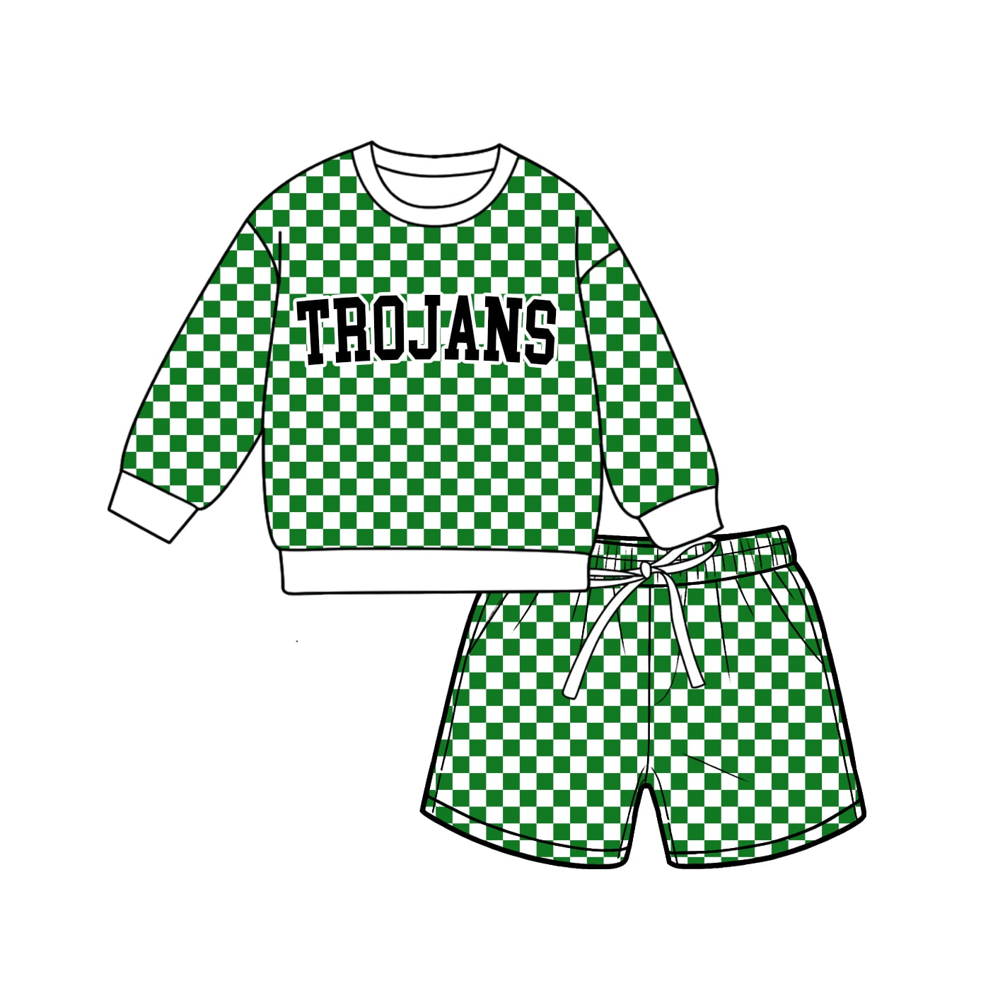 custom moq 5 mix size LW010629 Baby Plaid Print Long Sleeve Top Elastic Waist Plaid Shorts Two Piece Casual Outfit Sets