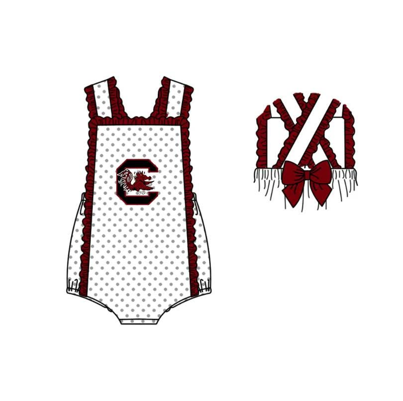 custom moq 5 mix size LYLY01 Baby Girls Cute Polka Dot Print Sleeveless Team Romper Back Bow Summer Outfit