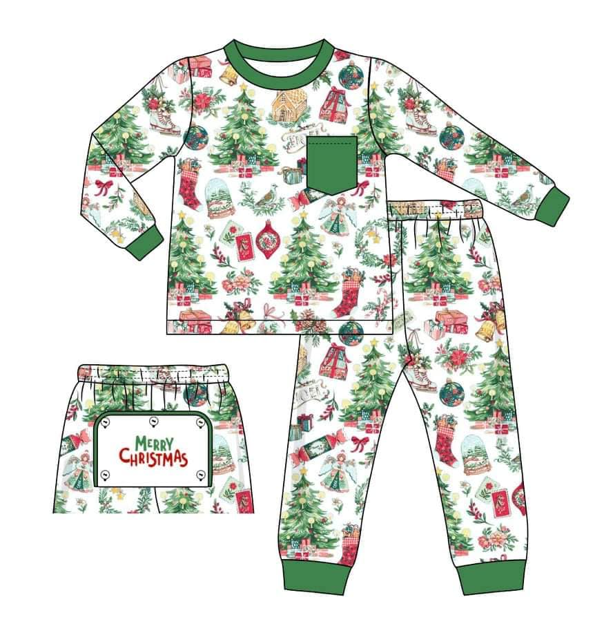 Custom moq 3 eta 6-8weeks Christmas Tree Boys Pajama Set