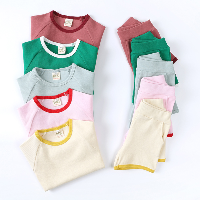 Customized moq 5 each style eta 5-6week cotton fabric cotton sets cotton girls cotton boys sets