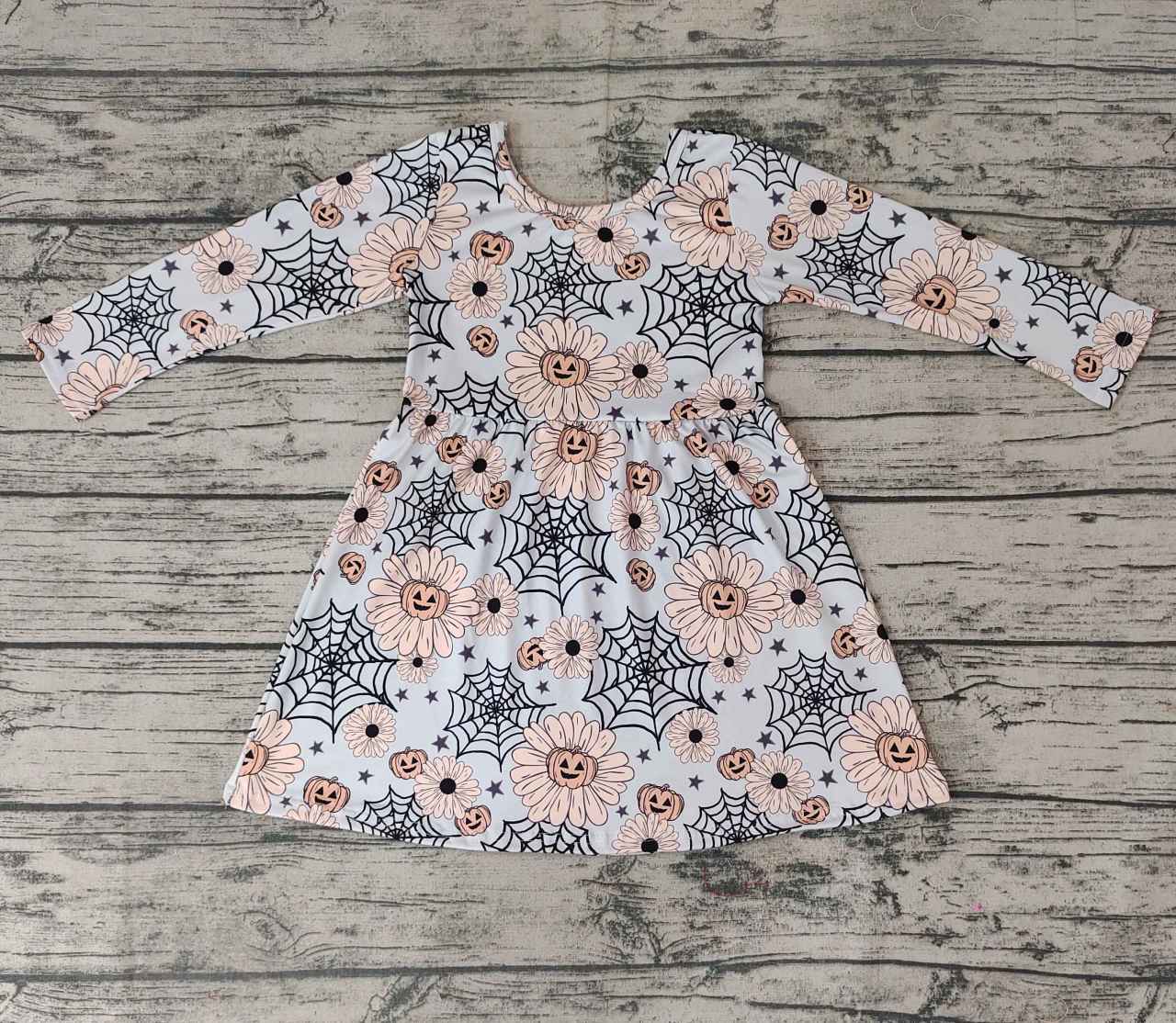 Sunflower Spider Web Long Sleeve Dress