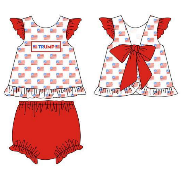 custom moq 5 eta 6-7 weeks Red summer romper girls bummines sets