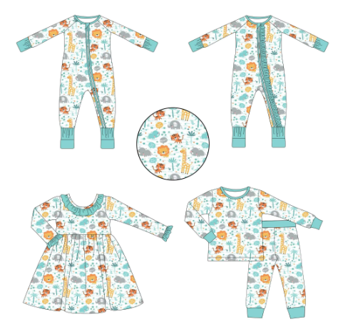 Custom moq 3 each mix size eta 6-8weeks Lake blue animal world mixed set
