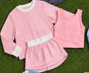custom moq 5 mix size AATY01 Baby Girls Stripe Three Piece Outfit Set Long Sleeve Crew Neck Top Solid Tank Top And Stripe Skirt Casual Matching Set