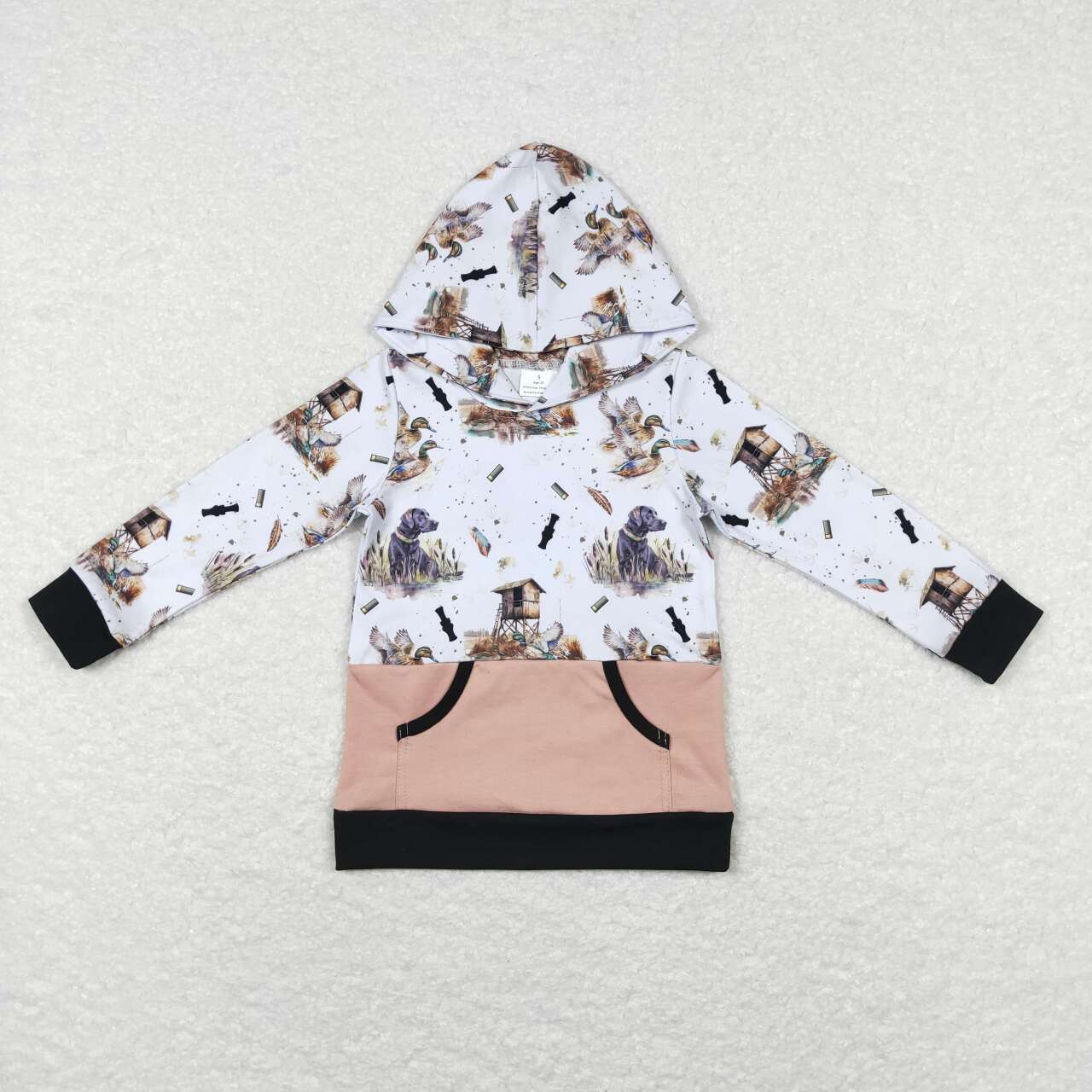 RTS NO MOQ(In Stock) BT0481 Duck dog brown gray blue hooded long sleeve top