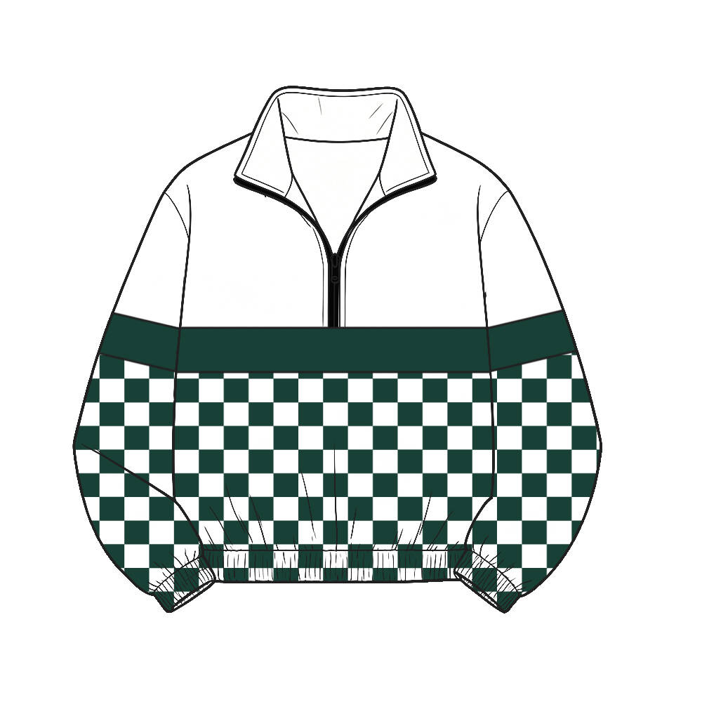 Custom moq 5 mix size milk silk summer teams Daddy and Me Green Long Sleeve Team Zipper Pullover Tops