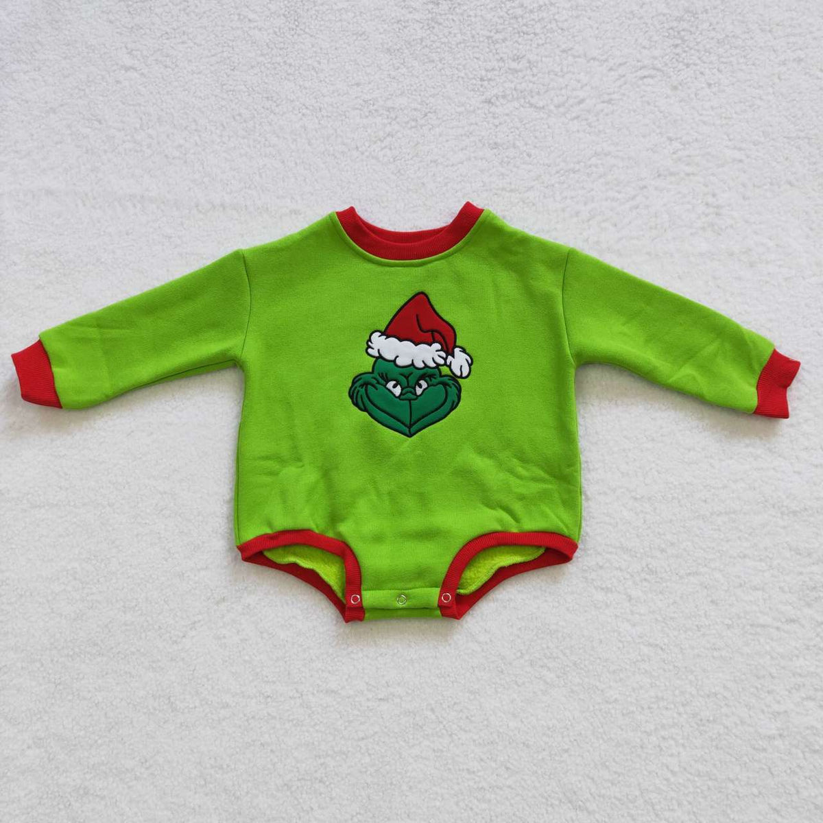 LR0277 Cute Clothes Christmas embroidered green long-sleeved jumpsuit