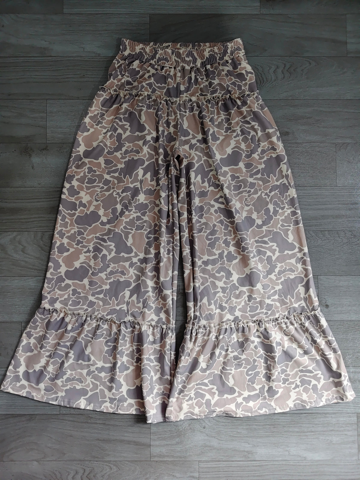 (Sample) No moq yoga fabric P1053 Yoga Adult Women Khaki Camo Yoga Active Bell Bottom Pants