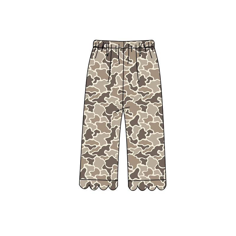 (Preorder new) No moq P1147 Baby Girls Camo Wide Leg Pants Scallop Hem Casual Bottoms