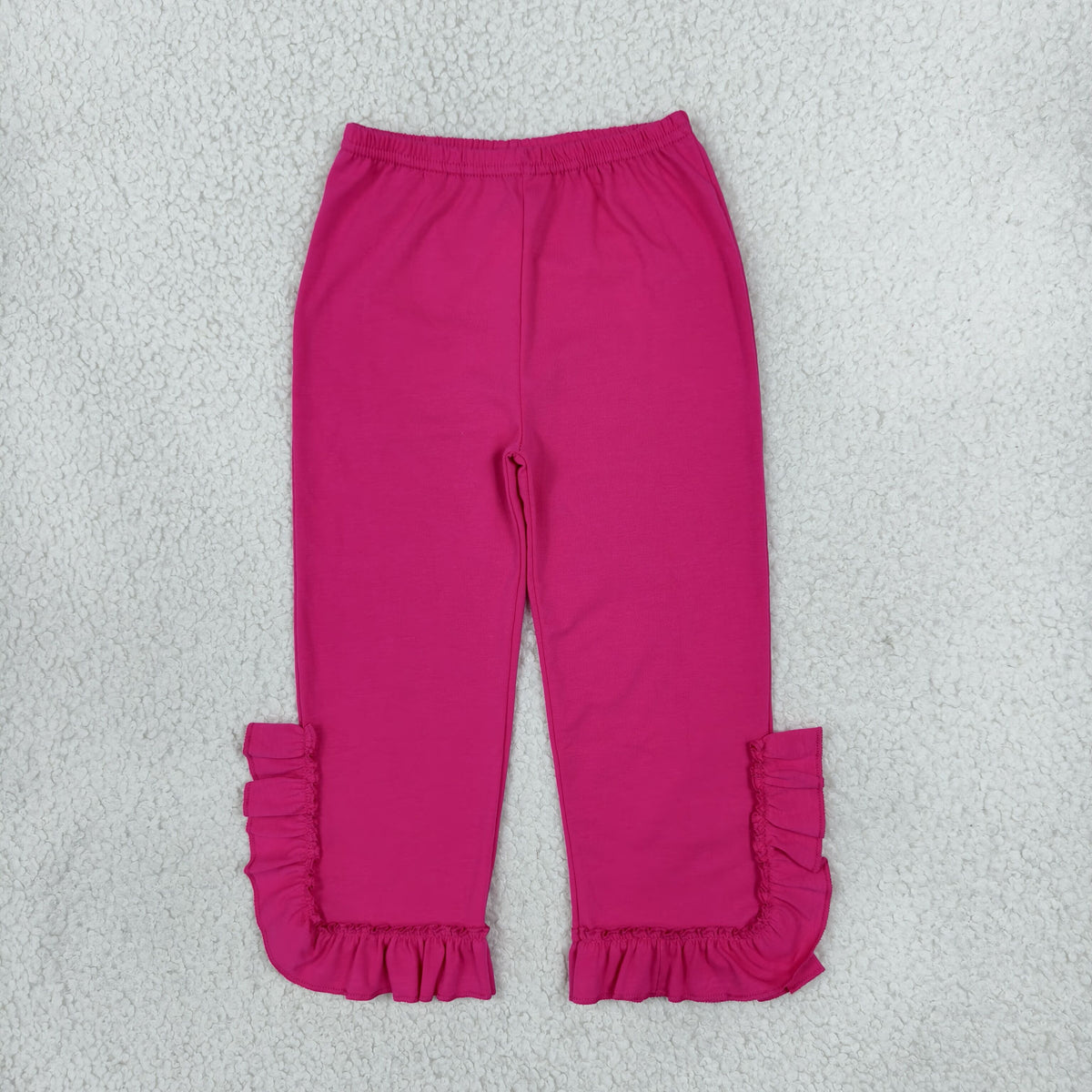 NEW RTS NO MOQ cotton P1161 Baby Girls Hot Pink Ruffle Flare Pants Cute Bottom