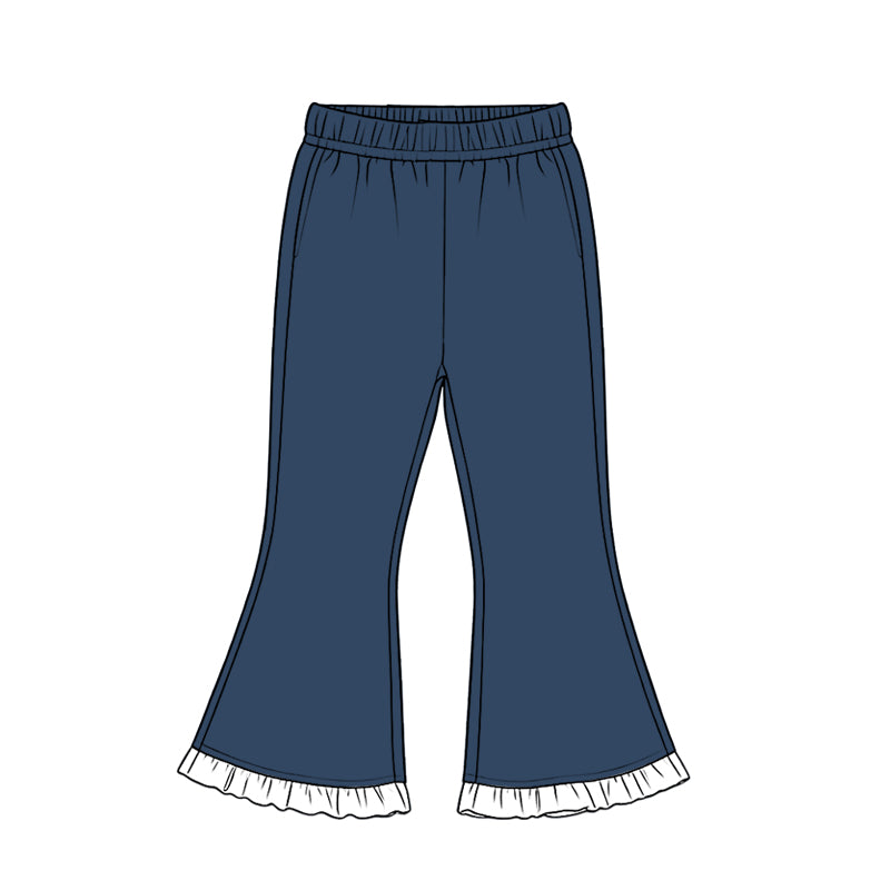 (Preorder new) No moq Baby Girls Solid Color Ruffle Flare Pants Bottom Fall Winter Casual Trousers