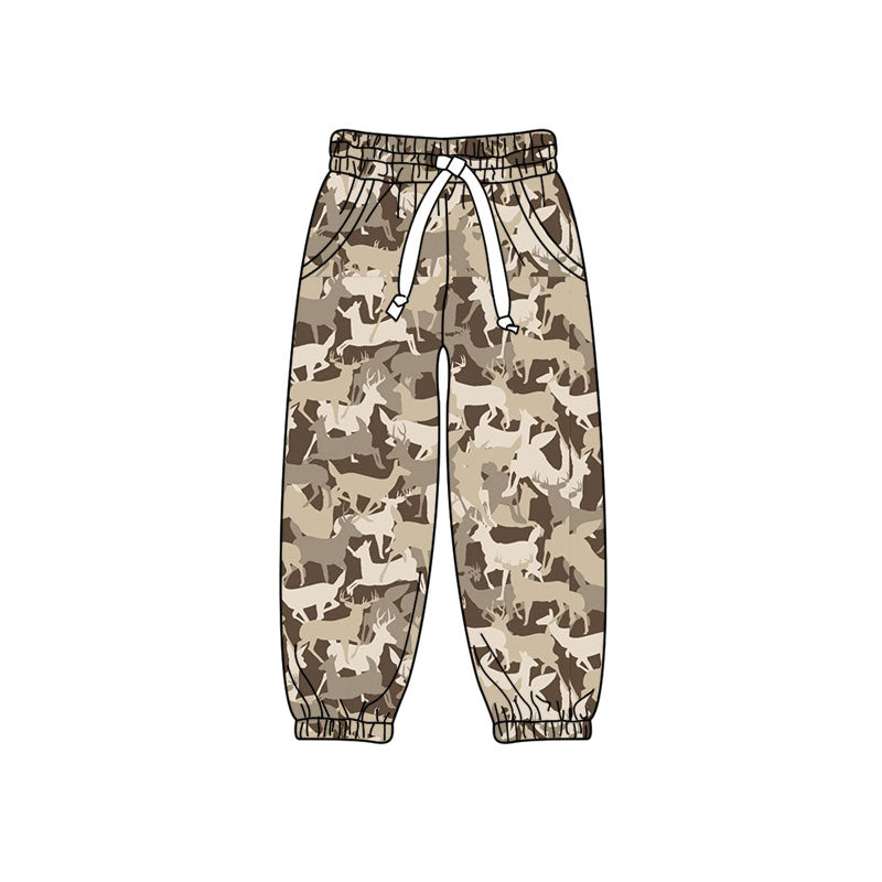 (Preorder new) No moq P1255 Baby Boys Khaki Dogs Camo Hunting Pockets Jogger Pants Bottom