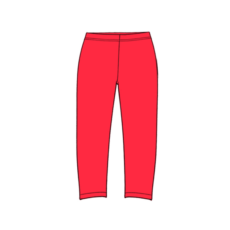 (Preorder new) No moq yoga fabric P1312 Baby Girls Solid Red Elastic Waist Casual Yoga Leggings