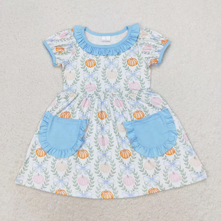 RTS NO MOQ Baby Girls Baby Girls Pumpkin Bows Sibling Rompers Clothes Sets Halloween Pumpkin
