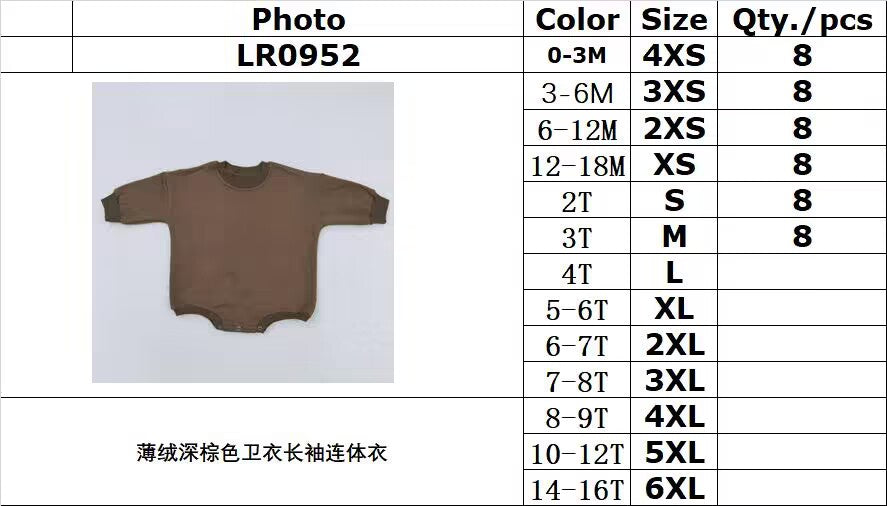 RTS LR0952 Light velvet dark brown sweatshirt long sleeve jumpsuit