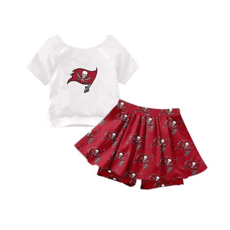 Girls white short sleeve top red dress suit moq 5