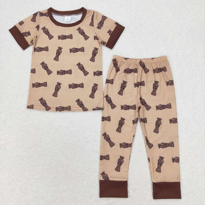 RTS NO MOQ Camo Duck Call Sibling Brother Bamboo Pajamas Clothes 50%cotton +45%bamboo +5%spandex