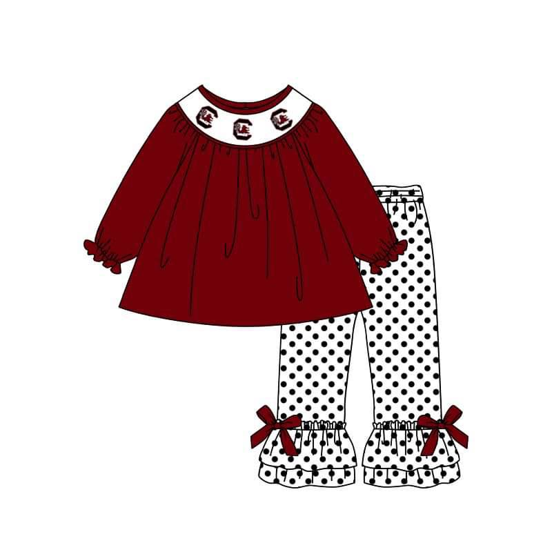 Custom moq 3 tat about 6-8 weeks Maroon color Positioning Long Sleeve Pants Set