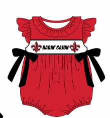 Custom summer teams baby girls clothes team red short sleeve shorts sets 3 and briefs sets and dress and rompers-25.7.23