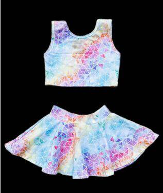 Girls sleeveless top with short dress set