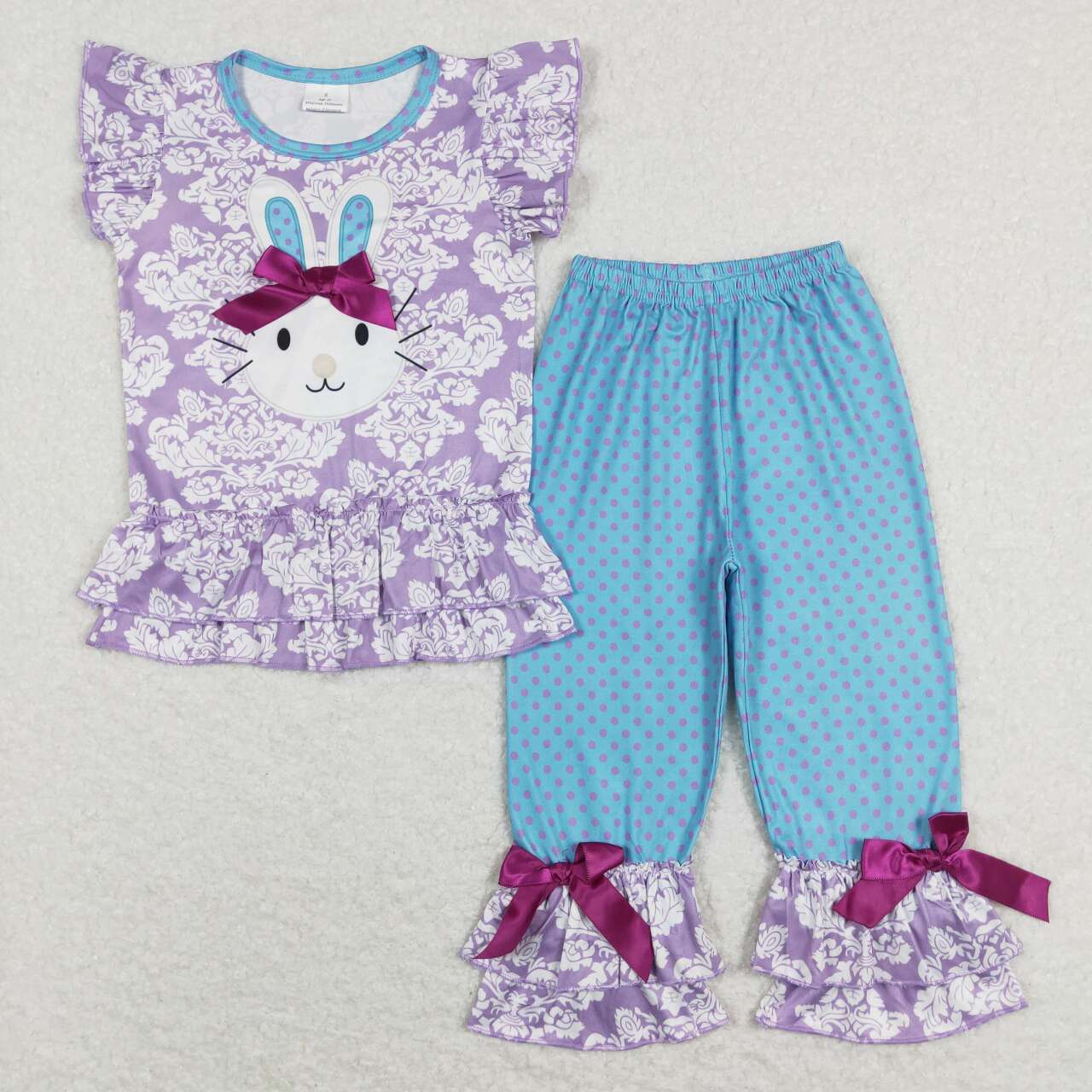 RTS NO MOQ(In Stock) A0-1 Rabbit Purple Short Sleeve Pants Suit