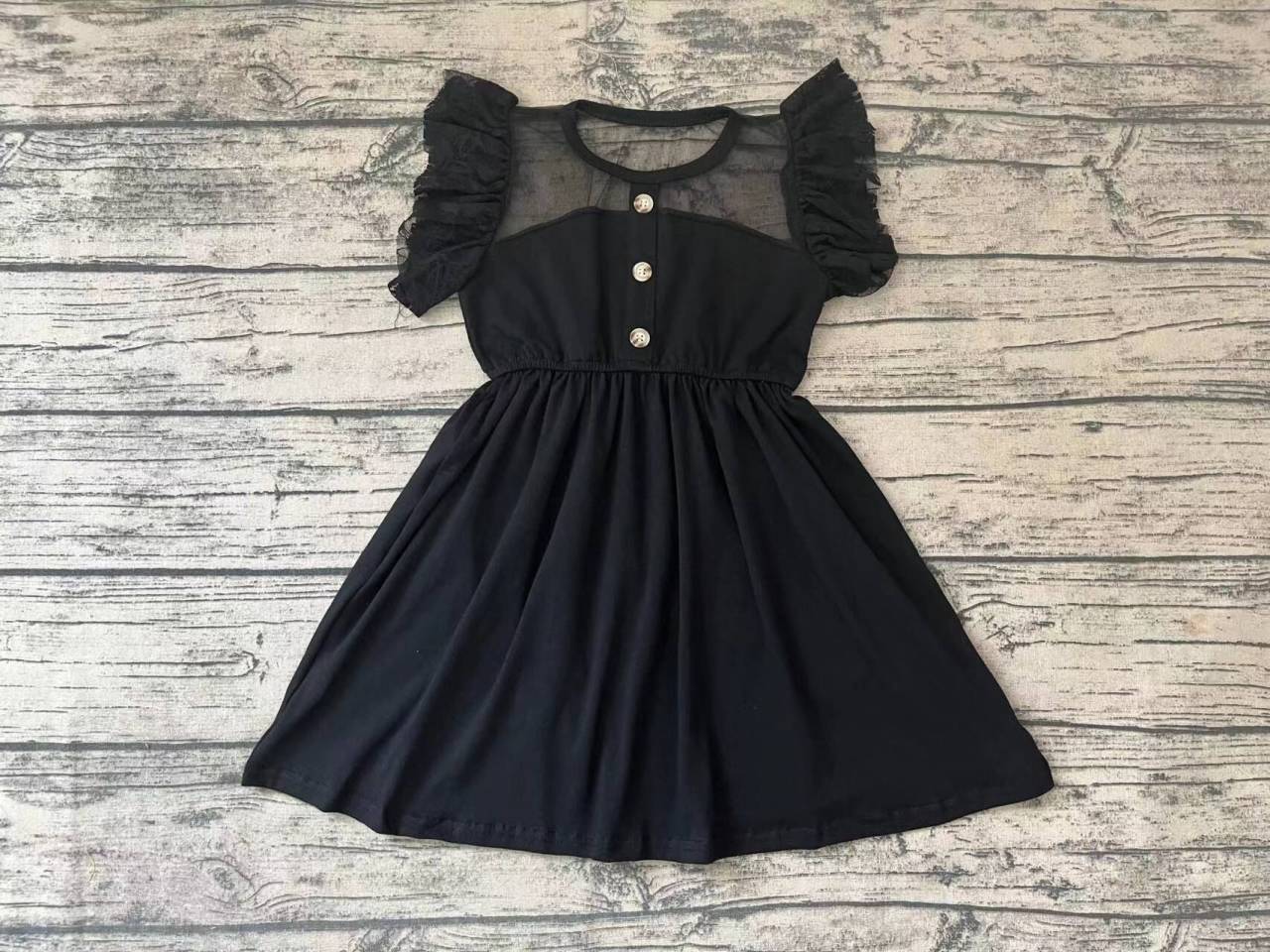 Black Tulle Flying Sleeve Dress
