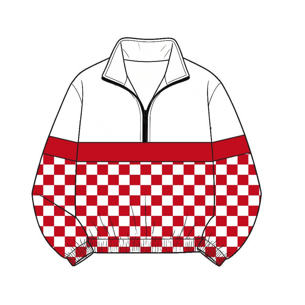 Custom moq 5 mix size milk silk summer teams Daddy and Me Red Long Sleeve Team Zipper Pullover Tops