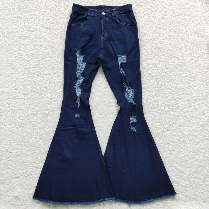 RTS NO MOQ Adult Women Bell Bottom Denim Jeans Pants Trousers adult denim pants
