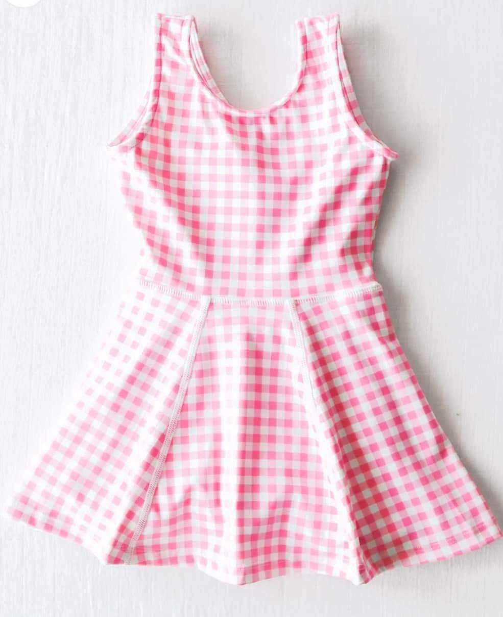 S0310 pre-order baby girl clothes pink gingham girl summer swimsuit beach wear