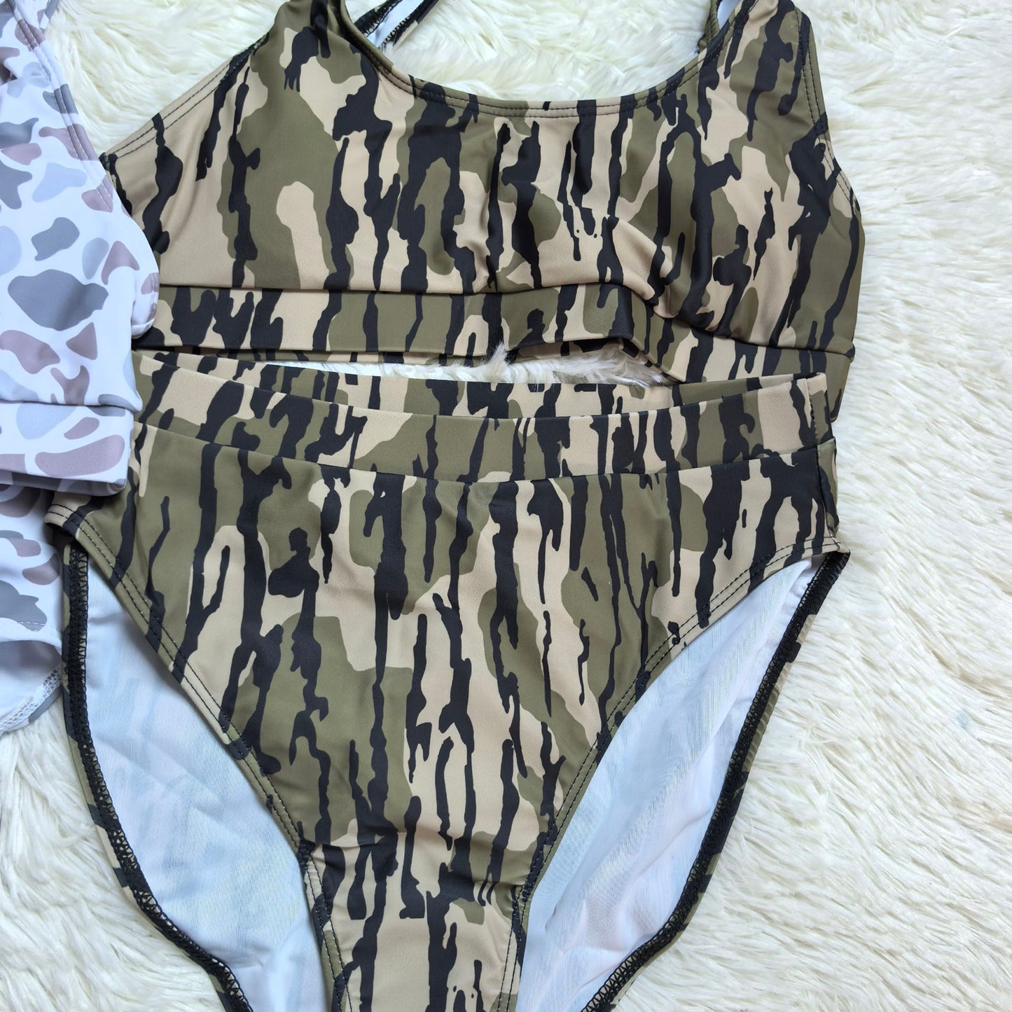 RTS NO MOQ Sibling Adult Women Camo Print Two Piece Swimsuits Top And Bottom Summer Sets