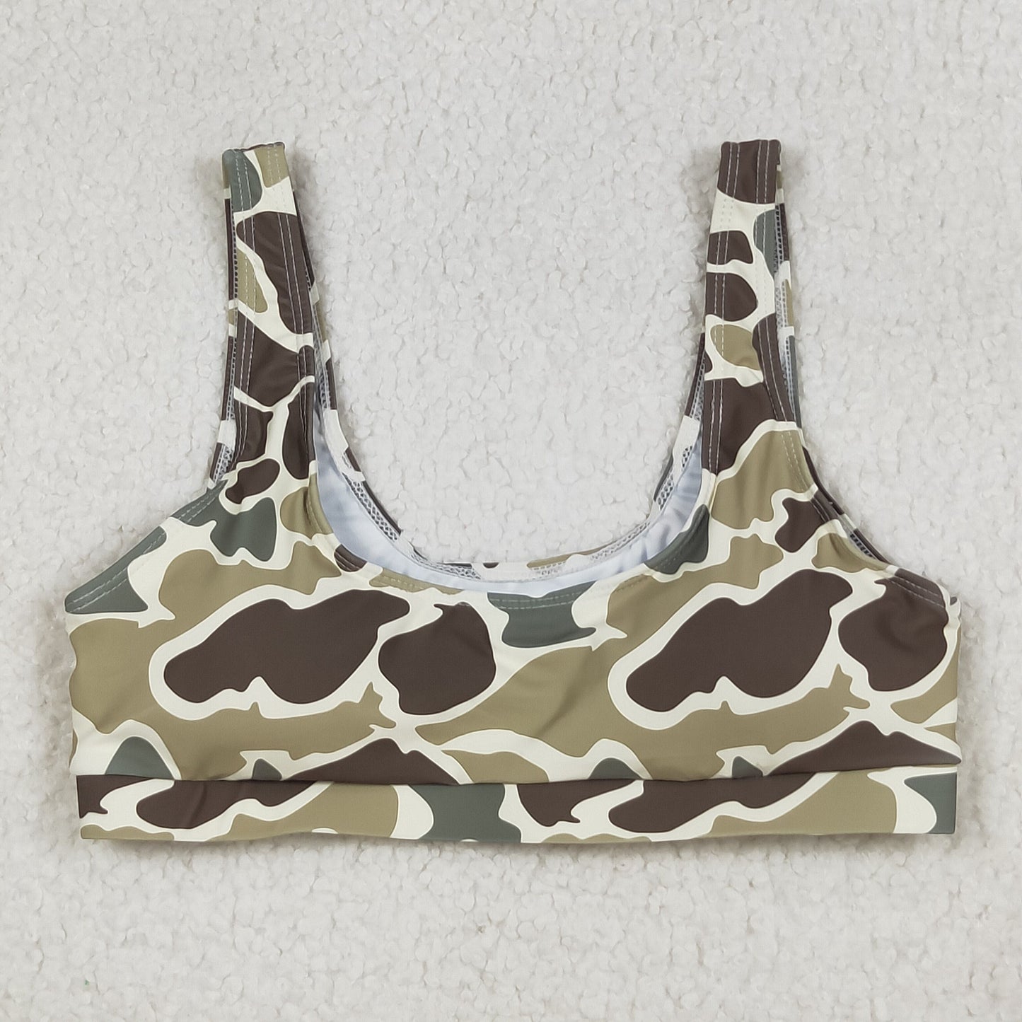 RTS NO MOQ(In Stock) S0570 Adult female brown green camouflage swimsuit vest