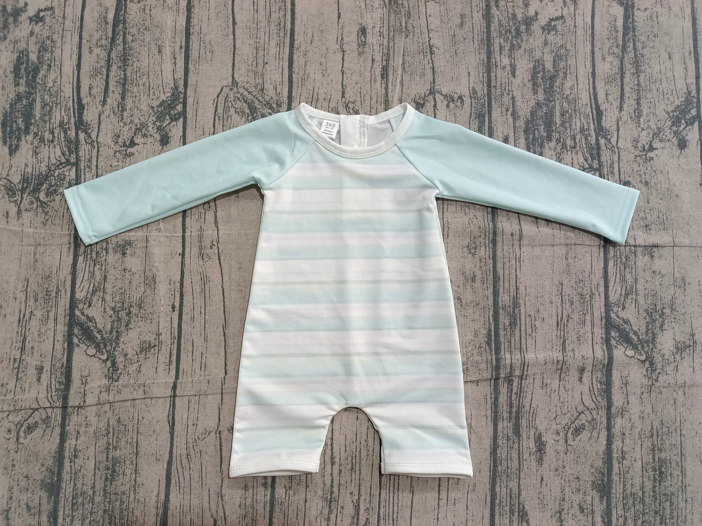 (Sample) No moq S0650 Swimsuits Baby Girls Aqua Stripe Romper Summer Lightweight Clothes for Infants